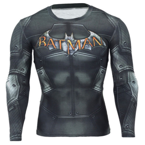 Cool batman gym shirt Long Sleeve superhero compression shirt