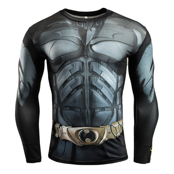 quick dry batman compression top Long Sleeve compression workouts shirt