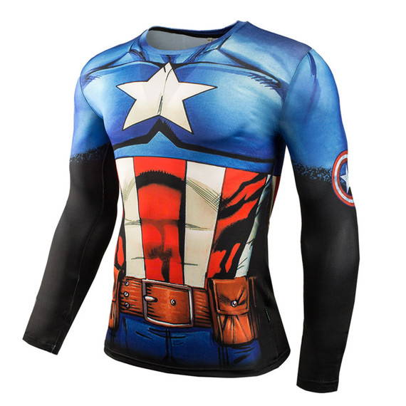 Long Sleeve Captain America Compression Athletic Shirt 02