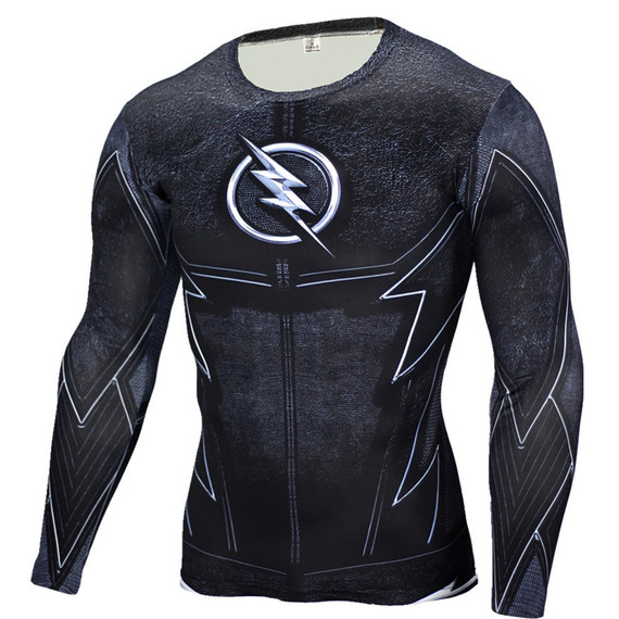 dri fit flash polyester shirt long sleeve superhero compression workouts shirt crewneck black