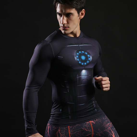black iron man athletic shirt long sleeve dri fit compression shirt