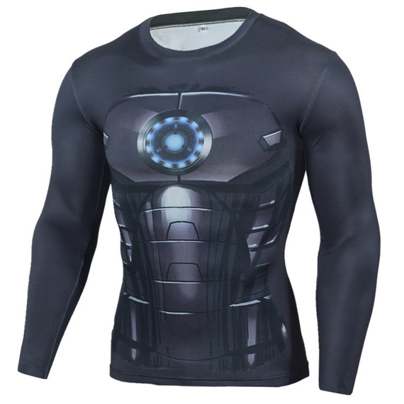 Super Heros Iron Man Long Sleeve Compression Running Shirt 05