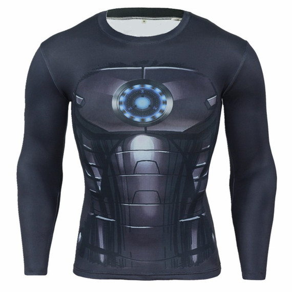 Super Heros Iron Man Long Sleeve Compression Running Shirt 06