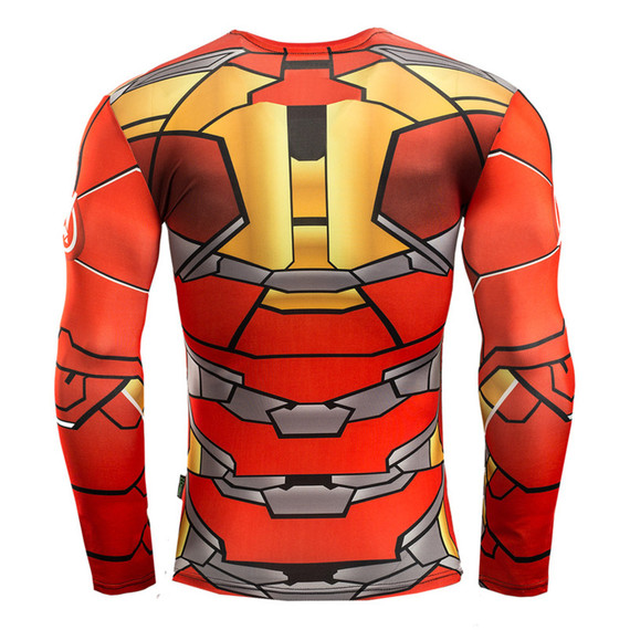 cool red iron man shirts long sleeve dri fit compression workouts shrit crewneck