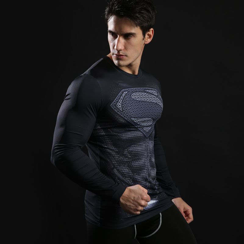 Black Superman Compression Shirt Long 
