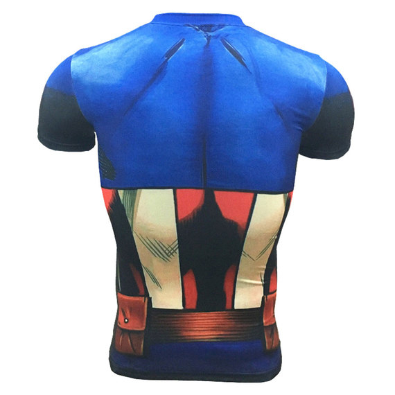 dri fit captain america workout shirt short sleeve compression shirt blue red