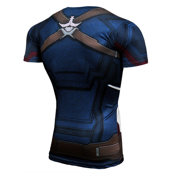 Dri-fit Superhero Captain America Compression Running Shirt Short Sleeve