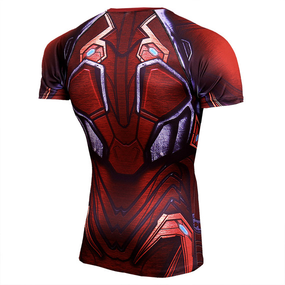 Dri-Fit Red Iron Man Shirt Short Sleeve Compression Workouts Shirt