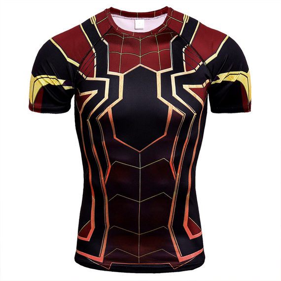 Short Sleeve compression shirts for men spiderman - avengers infinity war