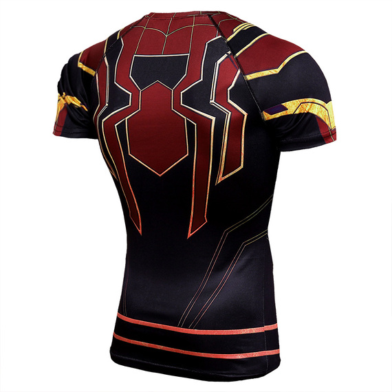 Short Sleeve Spiderman Halloween Outfit Dri-fit Compression Workouts Shirt Red