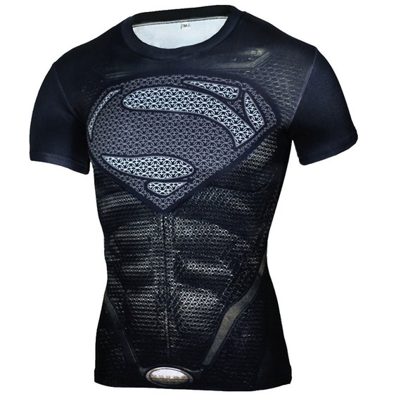 short sleeve superman dri fit shirt black compression shirt For running