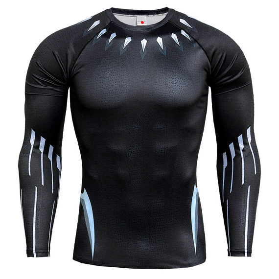 black panther tee shirts long sleeve superhero compression shirt