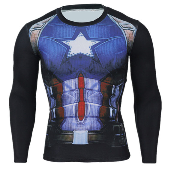 marvel captain america fitness shirt long sleeve