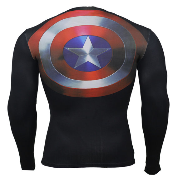 marvel captain america workout clothes long sleeve compression shirt