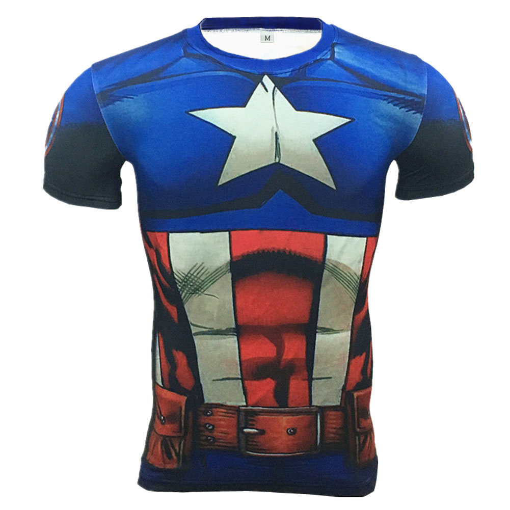 Captain America Compression shirts Short sleeve