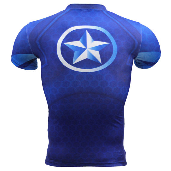 quick dry captain america short sleeve compression shirt for mens