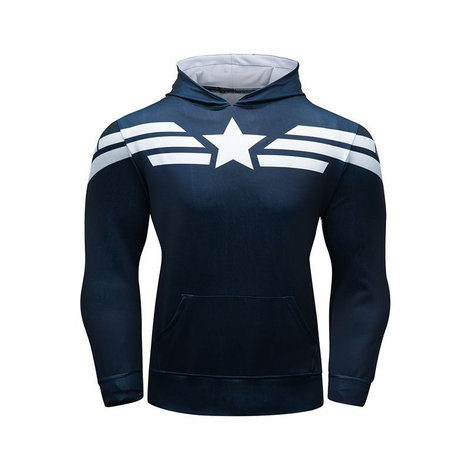 superhero Captain America hooded shirt long sleeve hoodie with pocket for mens