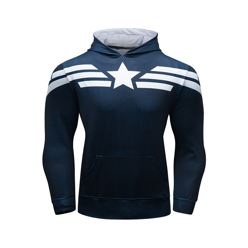 Captain America Hooded T Shirt Casual Pullover Hoodie Navy