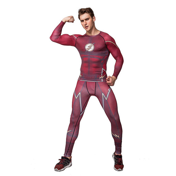 mens red flash workouts shirt and pant suit for gym