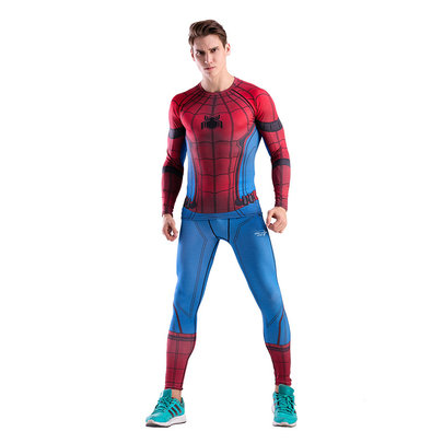 red spiderman running shirt and tight workouts pants suit for mens