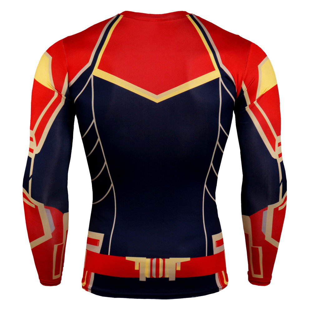 SuperHero Long Sleeve Captain Marvel Compression Workouts Shirt - PKAWAY