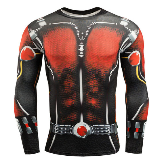 ant man tee long sleeve compression shirt red