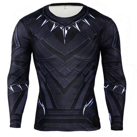 black panther gym shirt dri fit super hero compression top