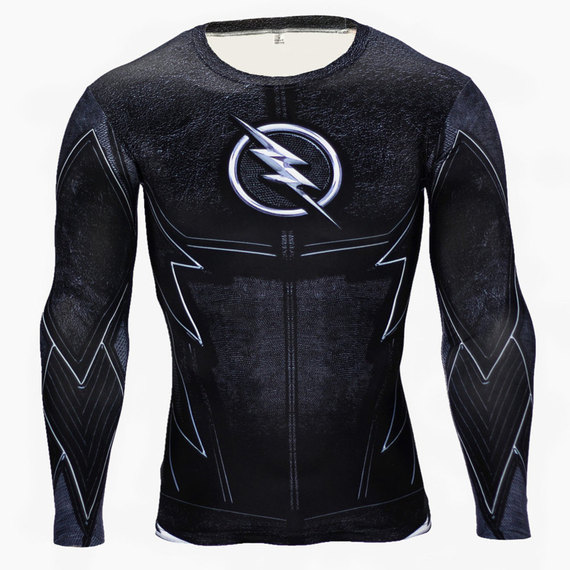 superhero dri fit flash compression shirt black