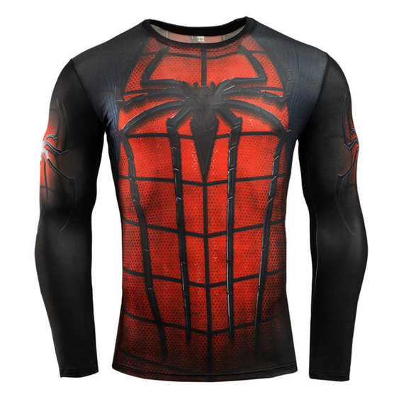 marvel superhero spiderman workout shirt long sleeve dri fit tee