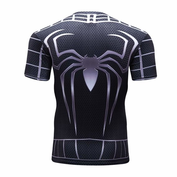 black spiderman running shirt