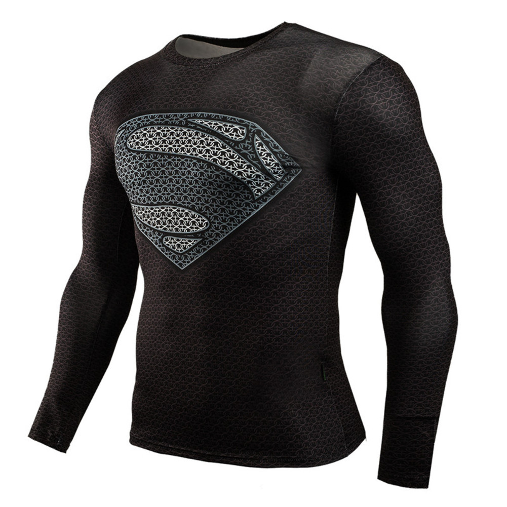 Long Sleeve Superman Compression Shirt Black