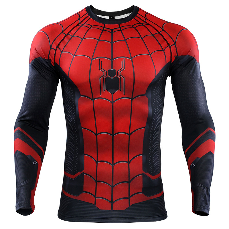 Long Sleeve DC Marvel Avengers Spider-Man Far From Home Superhero Compression Shirt