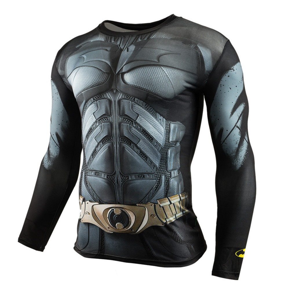 long sleeve DC Marvel superhero batman compression shirt