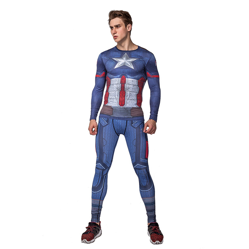 Marvel Captain America Suit,include long sleeve base shirt and pants