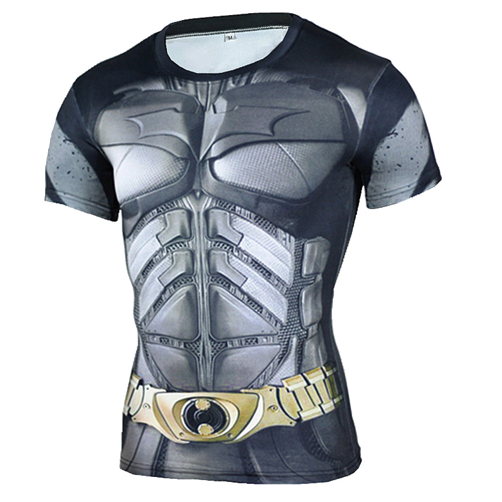 Short Sleeve slim fit The Dark Knight Batman Compression Shirt For Gym
