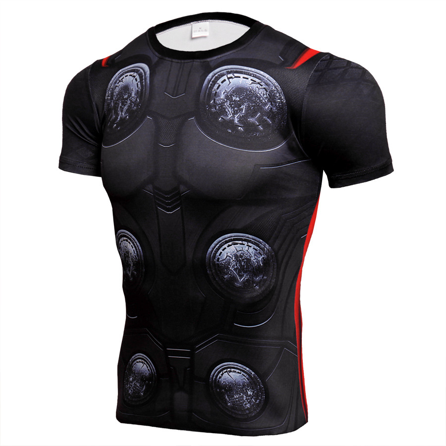 Short Sleeve dri fit Marvel Avengers Thor Compression Shirt For Gym