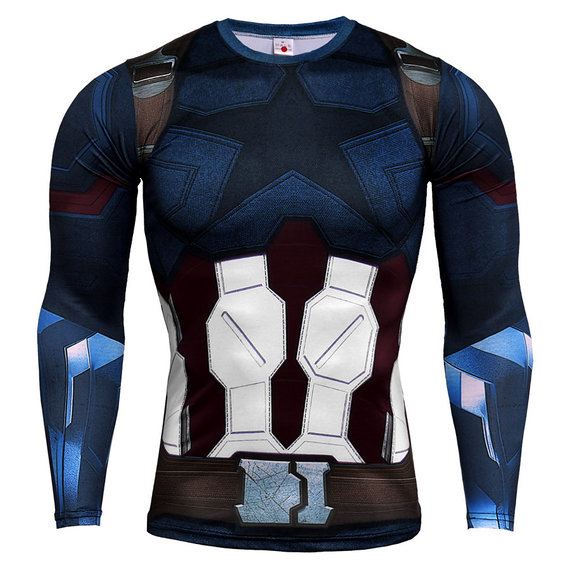 Long Sleeve Marvel Avenger Infinity War captain america gym t shirt