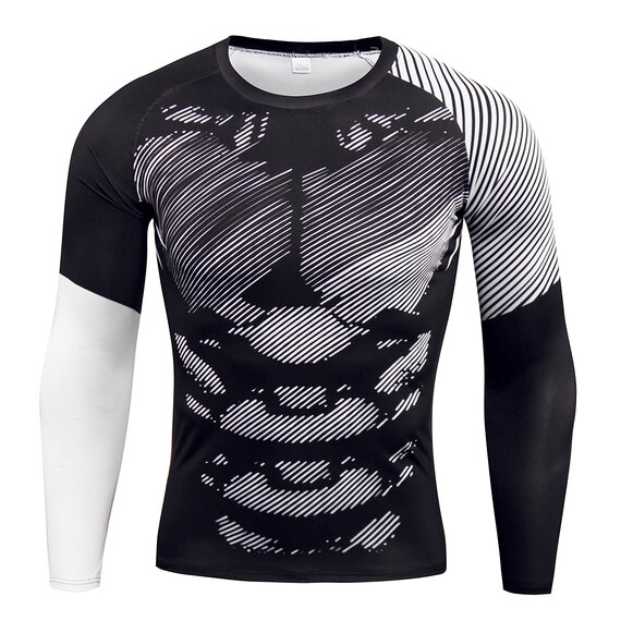 men's long sleeve  muscle fit t shirts & white striped leggings