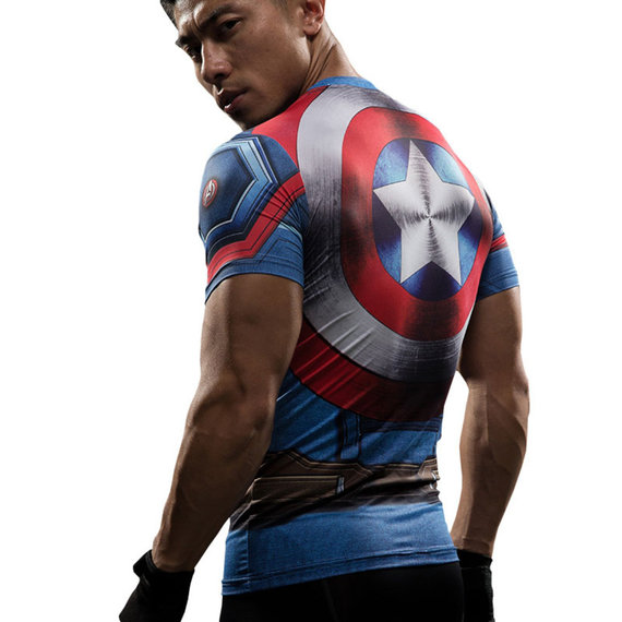 dri fit short sleeve captain america fitted shirt