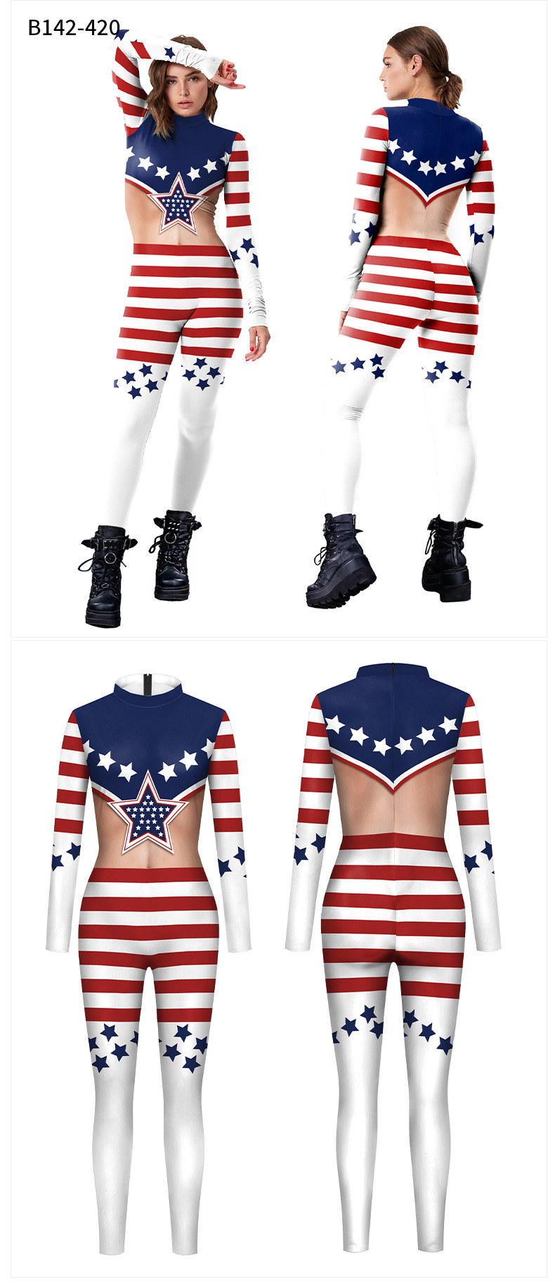 America Flag Sexy Jumpsuit for Independence Day - Model Show