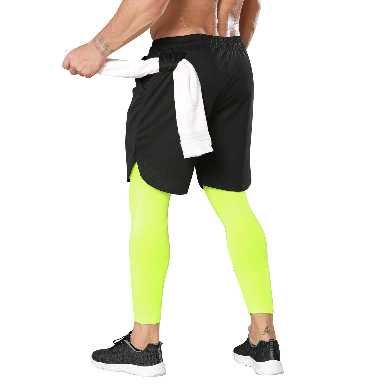 Buy BEESCLOVER 2 in 1 Sports Mens Basketball Shorts Running Tights