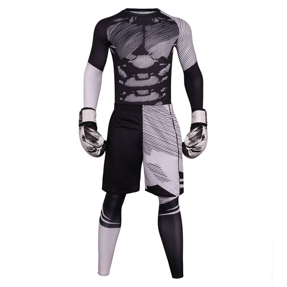 men's  3 Pieces Tiktok Popular workout clothing set - long tights for running  / shorts / long sleeve athletic works shirts