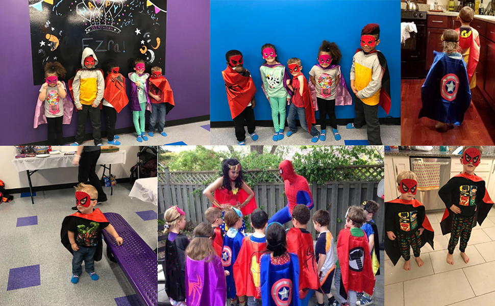 Children Superhero theme parties - cape cosplay costume