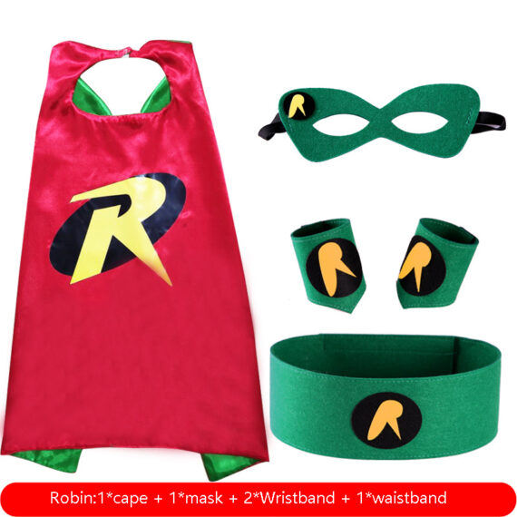 Robin cape and mask set for kids with wristbands & waistband