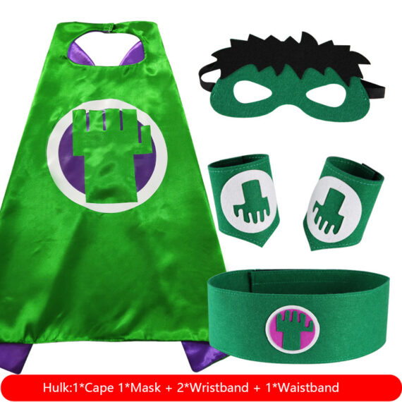 Cool halloween cosplay costume - The incredible hulk cape and mask set for children with wristbands & waistband