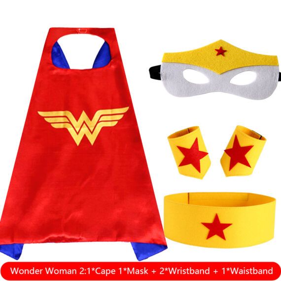 Wonder woman cape mask set with wristbands waistband for girls - cool halloween cosplay costume