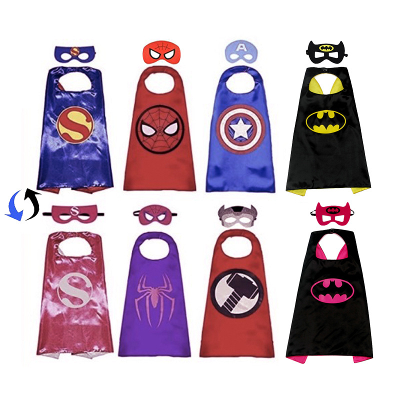 double design marvel avenger superhero cape mask set 4pcs