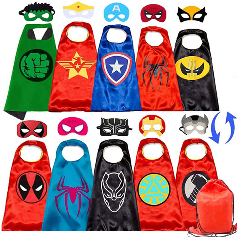 5PCS Double Design Marvel Avenger Superhero Cape Mask Set For Children 01