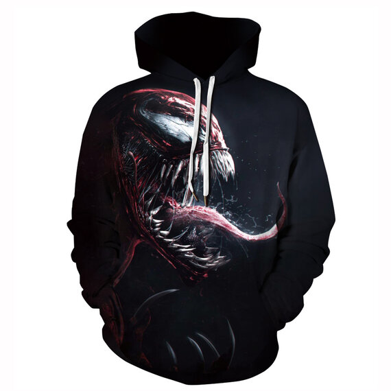 Black Venvom print hoodie For Women And Mens