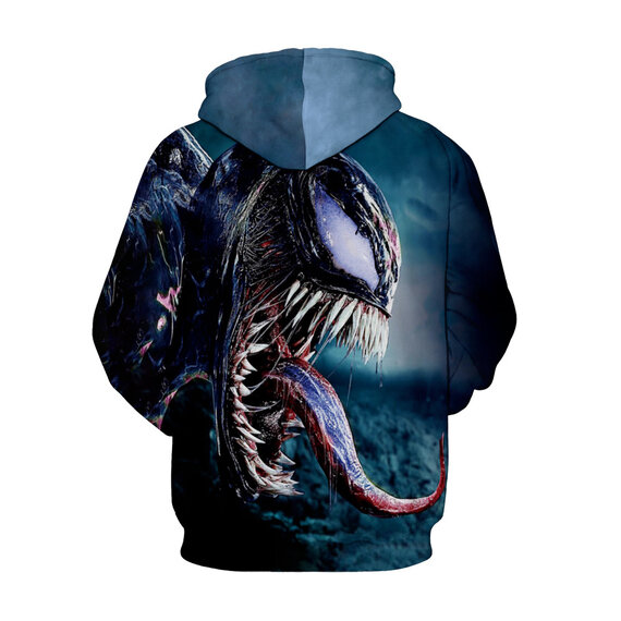 Long Sleeve Cool Marvel Venvom Pullover Hoodie Blue